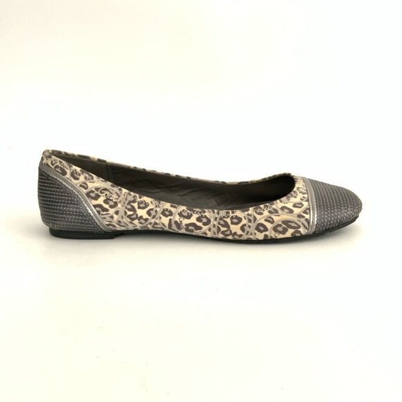 Coach Shine Sequin Flats 9.5B Gray Animal Print Cap-toe - Picture 2 of 10